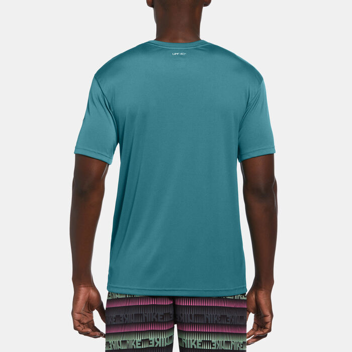 Nike Swim Men's Printed Hydroguard Swimming T-Shirt Blue Nike Swim Men's Printed Hydroguard Swimming T-Shirt Blue image number 2