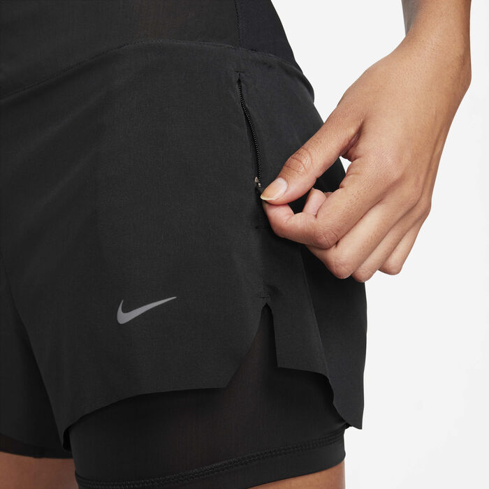 Nike Women's Dri-FIT Swift Mid-Rise 2-in-1 Running Shorts Black image number 5