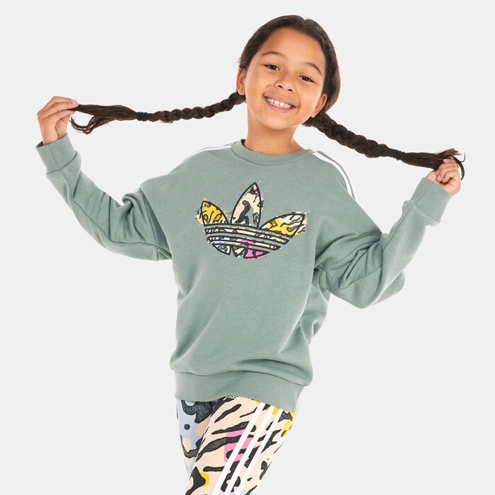 adidas Originals Kids' Animal Print Sweatshirt Green adidas Originals Kids' Animal Print Sweatshirt Green image number 0