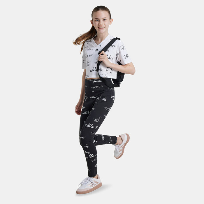 adidas Kids' Brand Love Leggings Black adidas Kids' Brand Love Leggings Black image number 2