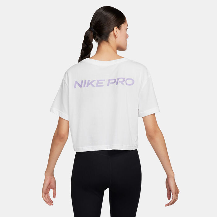 Nike Women's Pro Dri-FIT Cropped Tee White Nike Women's Pro Dri-FIT Cropped Tee White image number 1