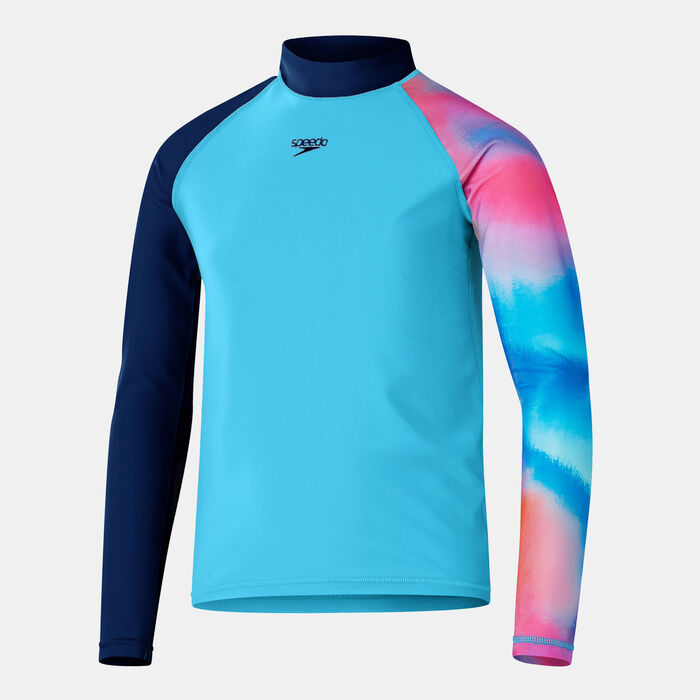 Speedo Kids' Printed Long Sleeve Swimming Rashguard Blue image number 0