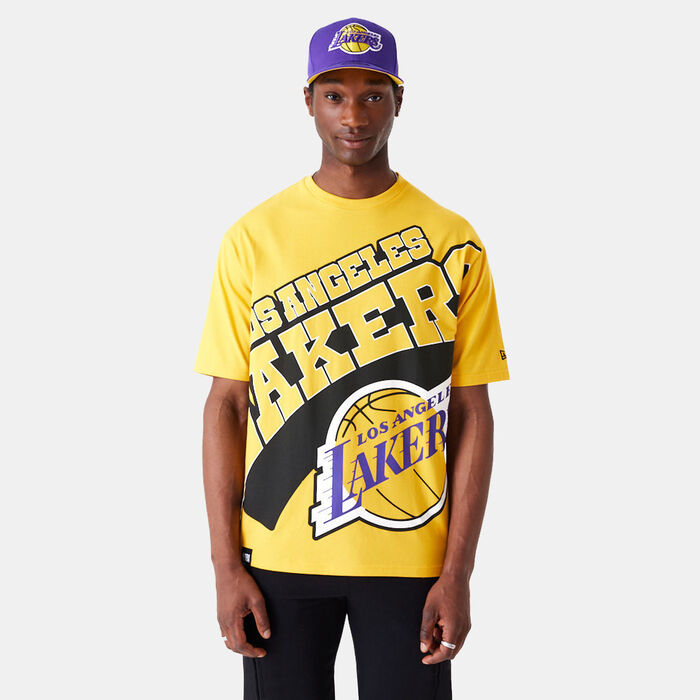 New Era Men's NBA Los Angeles Lakers Large Wordmark T-Shirt yellow New Era Men's NBA Los Angeles Lakers Large Wordmark T-Shirt yellow image number 0