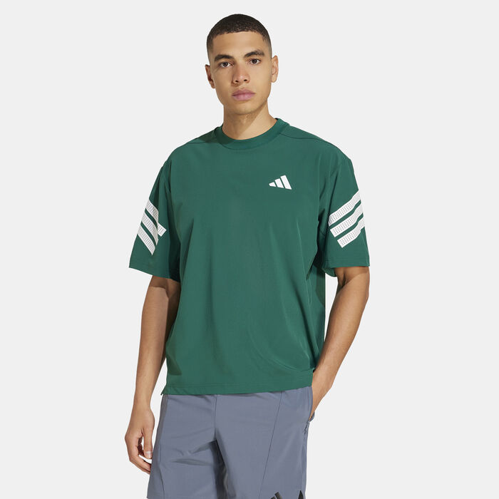 adidas Men's Gym+ 3-Stripes Pump Cover Training Top Green adidas Men's Gym+ 3-Stripes Pump Cover Training Top Green image number 0