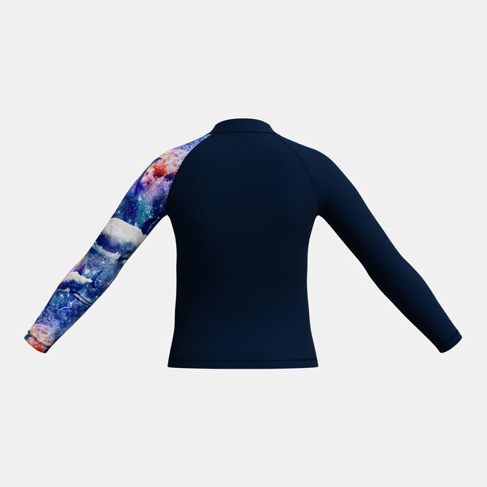 Speedo Kids' Digital Print Swimming Rashguard Blue Speedo Kids' Digital Print Swimming Rashguard Blue image number 1