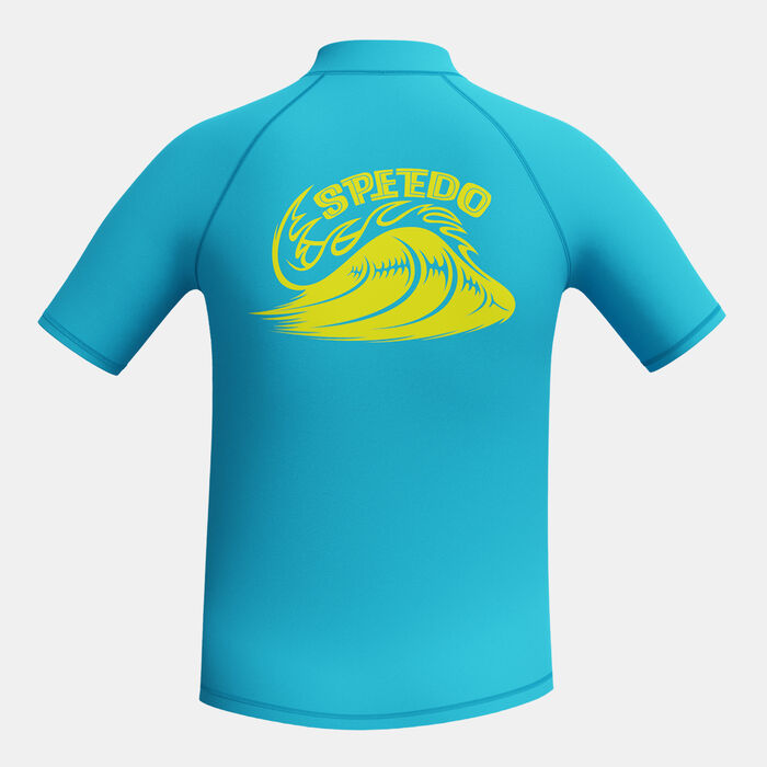 Speedo Kids' Printed Swimming Rashguard Blue Speedo Kids' Printed Swimming Rashguard Blue image number 1