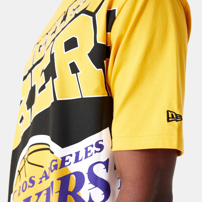 New Era Men's NBA Los Angeles Lakers Large Wordmark T-Shirt yellow New Era Men's NBA Los Angeles Lakers Large Wordmark T-Shirt yellow image number 3