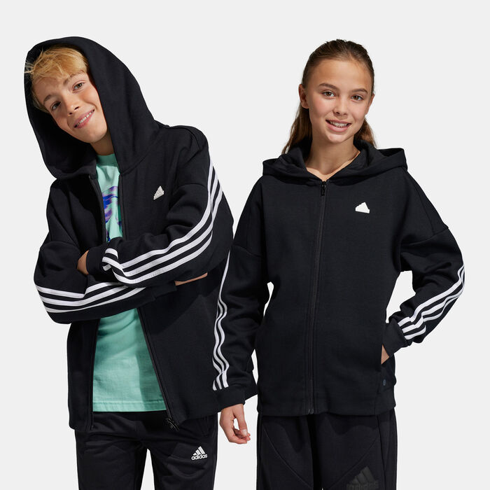 adidas Kids' Future Icons 3-Stripes Full-Zip Hoodie (Older Kids) Black image number 0