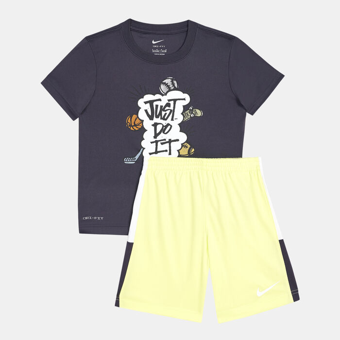 Nike Kids' Dri-FIT Blocked T-Shirt And Shorts Set (Baby And Toddler) yellow Nike Kids' Dri-FIT Blocked T-Shirt And Shorts Set (Baby And Toddler) yellow image number 0