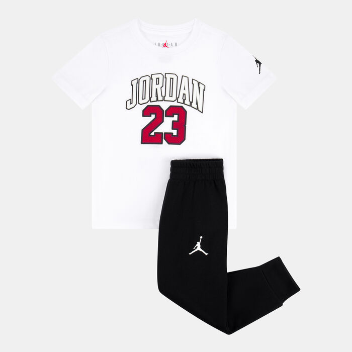 Jordan Kids' Logo T-Shirt and Pants Set White image number 0