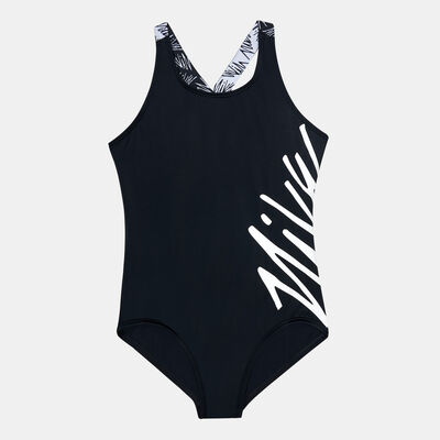 Nike Swim Kids' Script Logo Crossback One-Piece Swimsuit Black Nike Swim Kids' Script Logo Crossback One-Piece Swimsuit Black