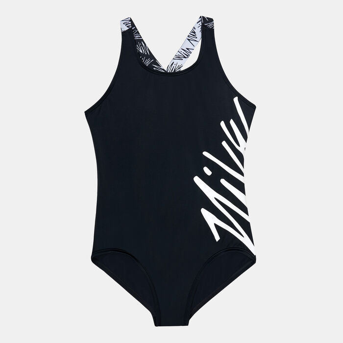 Nike Swim Kids' Script Logo Crossback One-Piece Swimsuit Black Nike Swim Kids' Script Logo Crossback One-Piece Swimsuit Black image number 0
