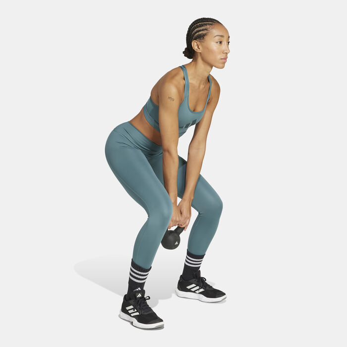 adidas Women's Powerreact Medium-Support Training Sports Bra Green image number 2