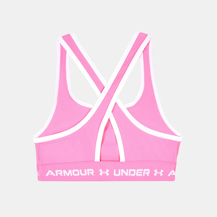 Under Armour Kids' UA Crossback Training Sports Bra Pink image number 1