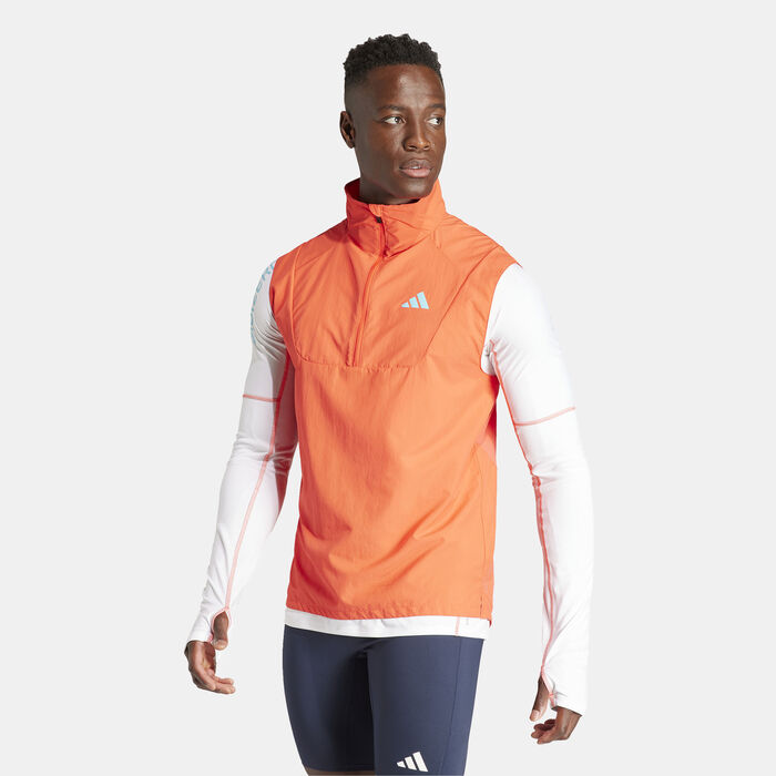 adidas Men's Adizero Half-Zip Running Vest Red image number 0