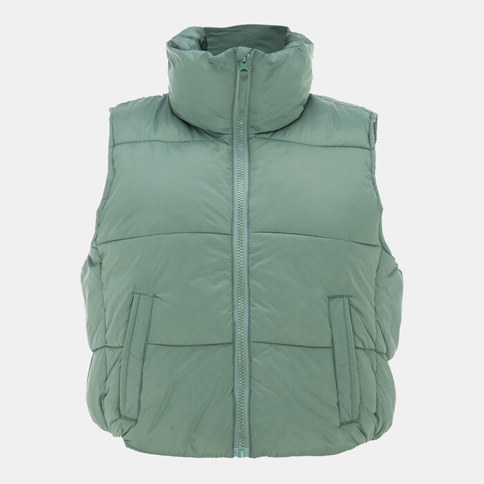 Sun and Sand Sports Women's Cropped Puffer Jacket Green Sun and Sand Sports Women's Cropped Puffer Jacket Green image number 0