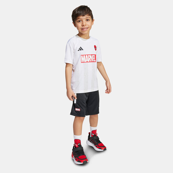 adidas Kids' Marvel Spiderman T-Shirt And Shorts Set White adidas Kids' Marvel Spiderman T-Shirt And Shorts Set White image number 0