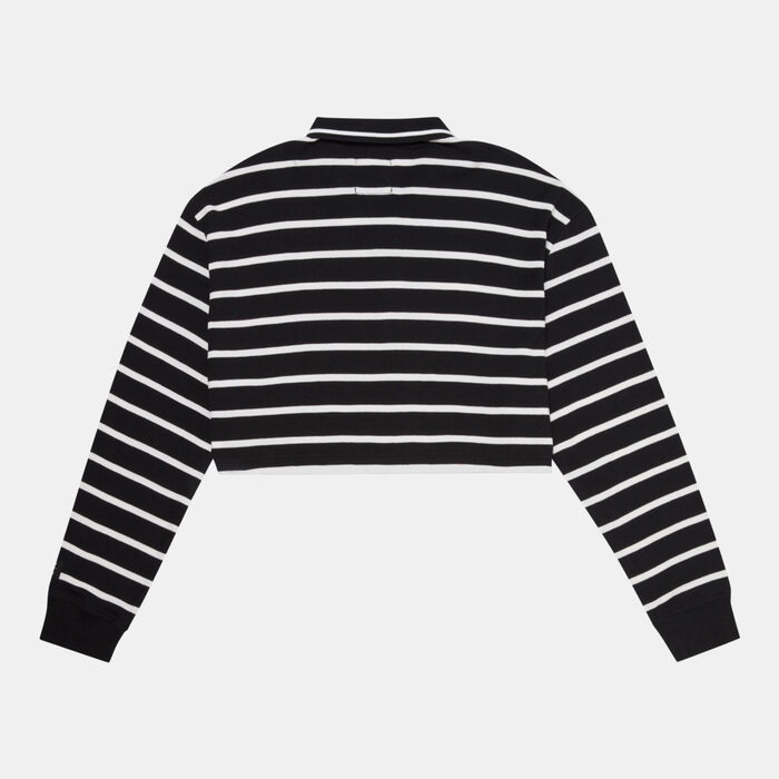 Vans Women's Disney Bad Apple Crop Rugby Polo Shirt Black image number 1