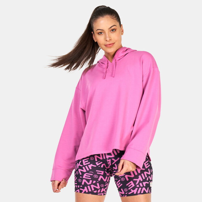 Nike Women's Yoga Dri-FIT Fleece Hoodie Pink Nike Women's Yoga Dri-FIT Fleece Hoodie Pink image number 0