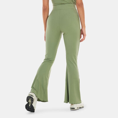 Nike Women's Sportswear High-Waisted Ribbed Jersey Pants Green
