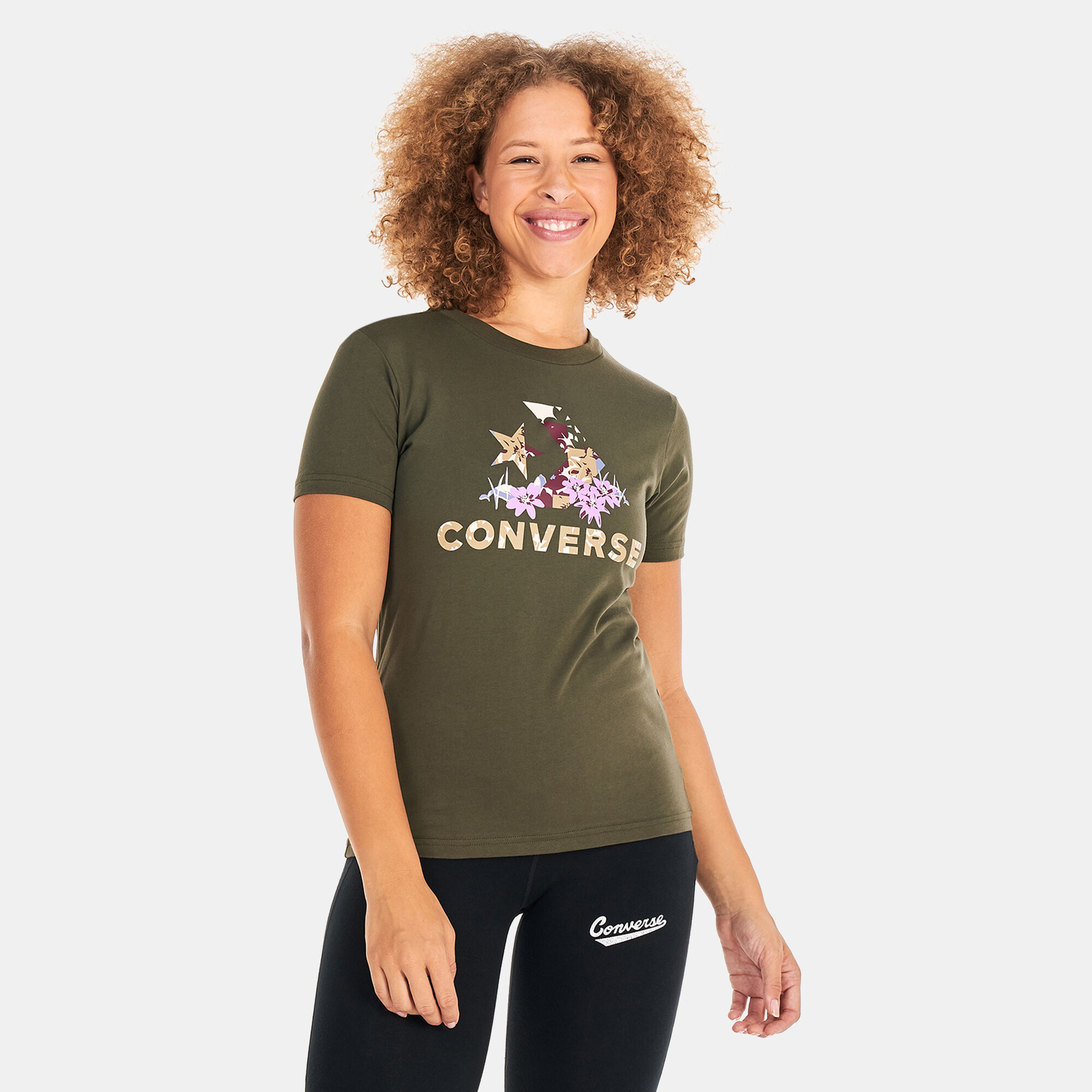 Buy Converse Women s Star Chevron Abstract Flowers T Shirt Brown