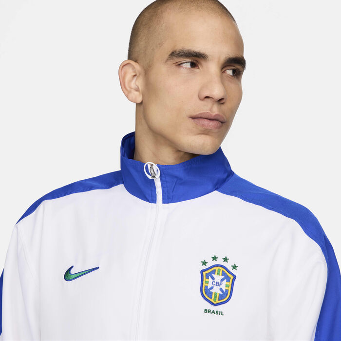 Nike Men's Brazil 1998 Reissue Football Replica Tracksuit Jacket White Nike Men's Brazil 1998 Reissue Football Replica Tracksuit Jacket White image number 2