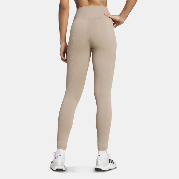 adidas Women's Optime Rib 7/8 Leggings Brown adidas Women's Optime Rib 7/8 Leggings Brown image number 1