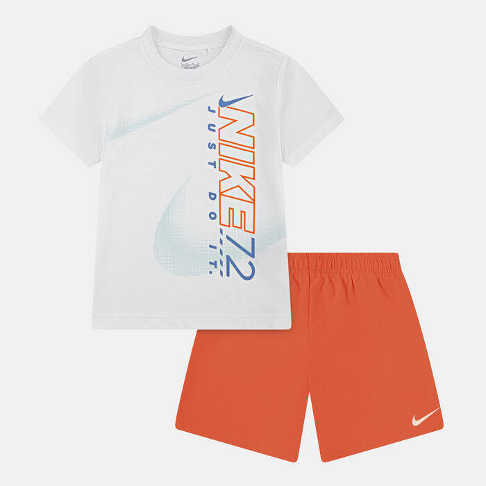 Nike Kids' Rhythm Dri-FIT Mesh T-Shirt and Shorts Set Orange image number 0