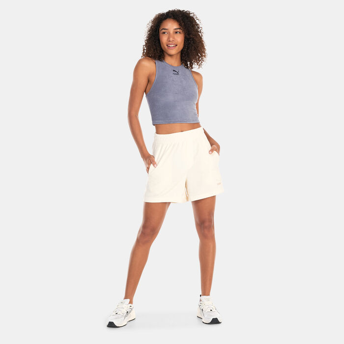PUMA Women's Classics Towelling Crop Top Grey image number 2