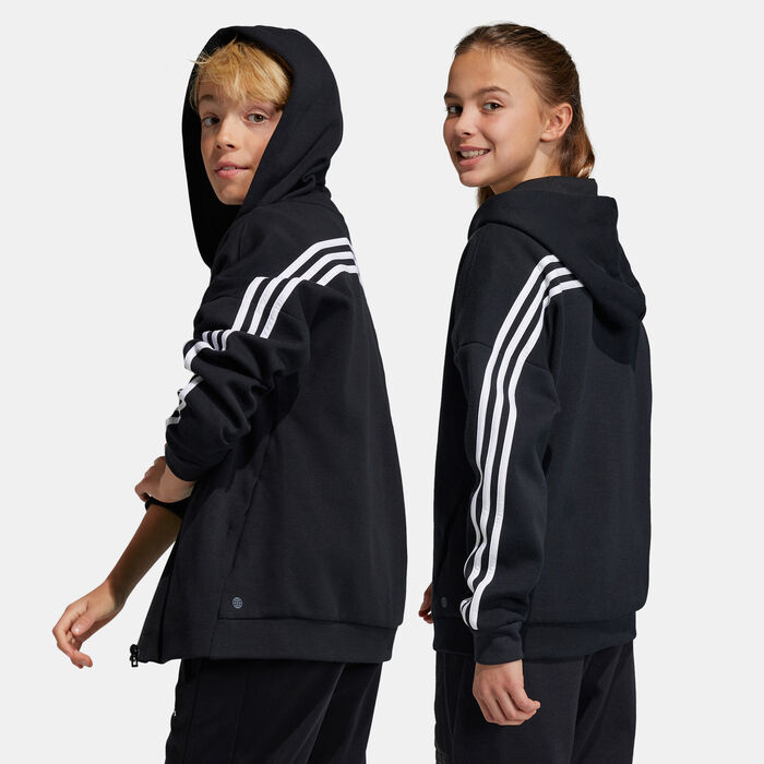 adidas Kids' Future Icons 3-Stripes Full-Zip Hoodie (Older Kids) Black image number 1