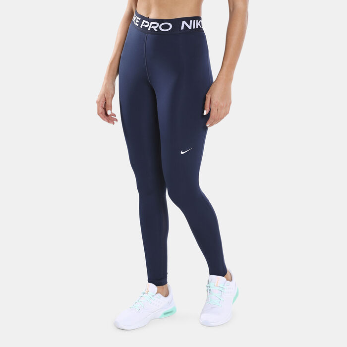 Nike Women's Pro Mid-Rise Mesh-Panelled Leggings Blue image number 0