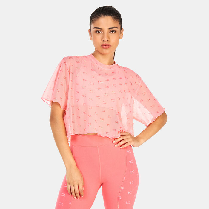 Nike Women's Sportswear Air Allover Mesh Crop Top Pink image number 0