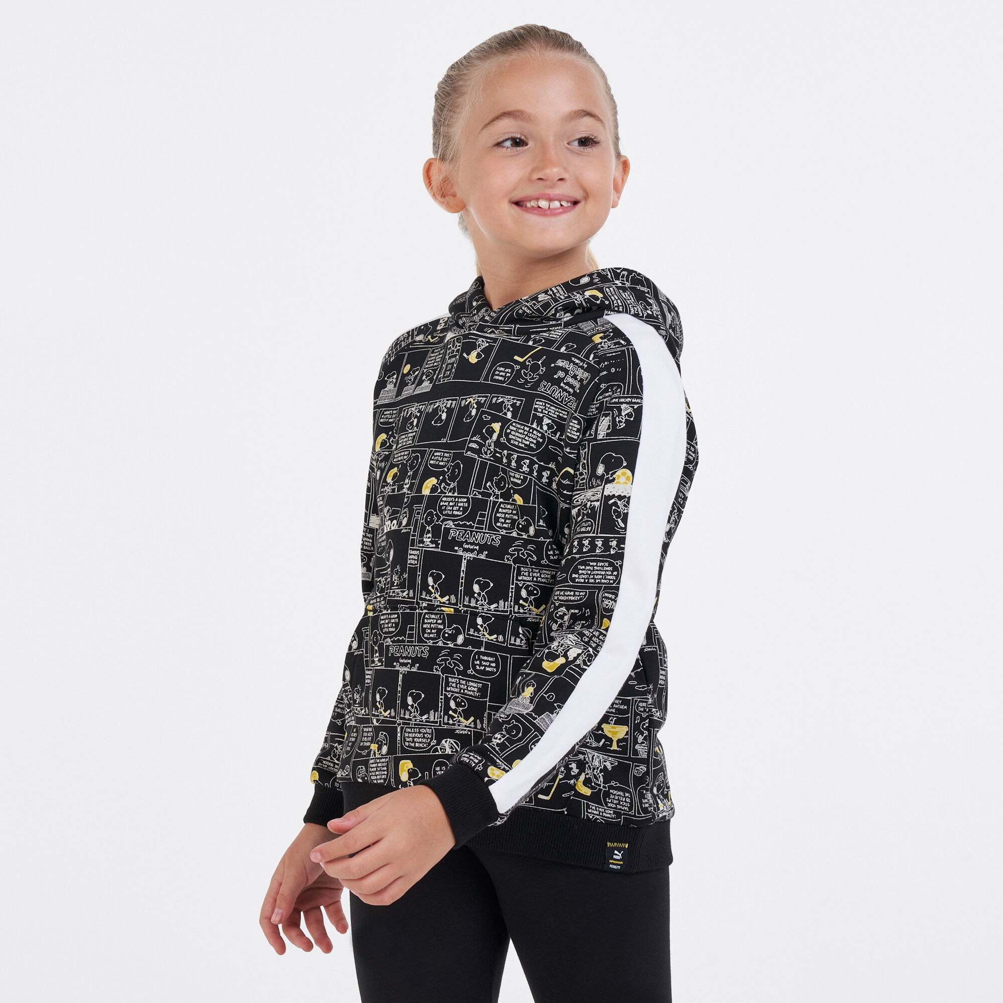 Kids X PEANUTS T7 All Over Print Hoodie Black PUMA in KSA SSS