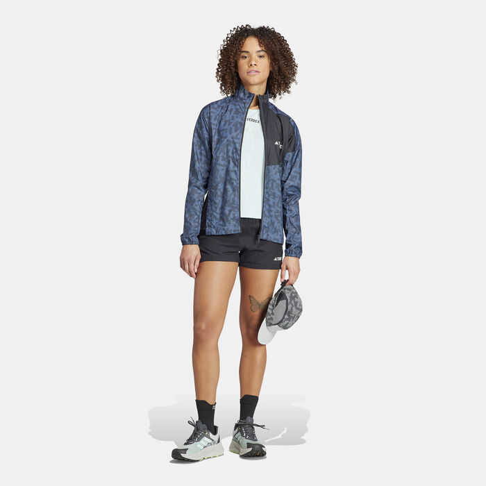 adidas Women's Terrex Trail Running Windbreaker Jacket Blue image number 2