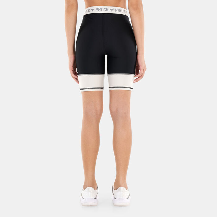 Under Armour Women's Project Rock Bike Shorts Black Under Armour Women's Project Rock Bike Shorts Black image number 1
