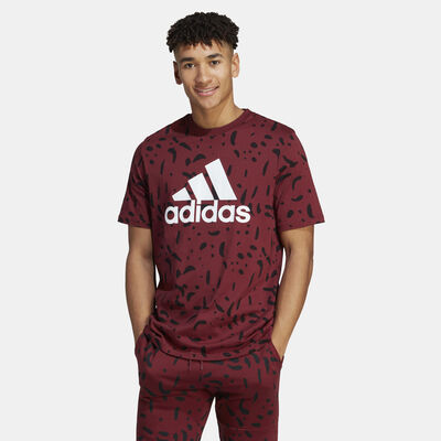 adidas Men's Essentials Big Logo Printed T-Shirt Red