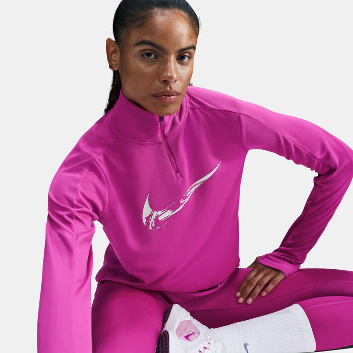 Nike Women's Dri-FIT 1/4-Zip Mid Layer Running Top Pink image number 4