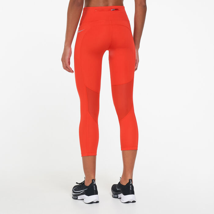 Nike Women's Fast Mid-Rise Crop Running Leggings Red Nike Women's Fast Mid-Rise Crop Running Leggings Red image number 1