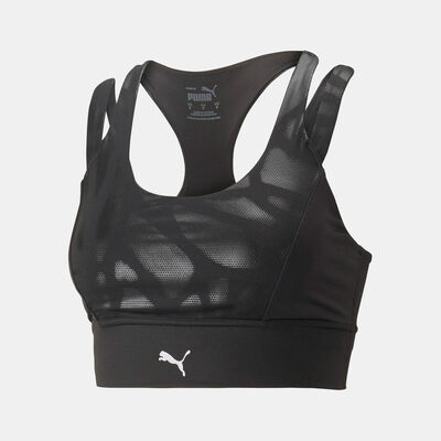 PUMA Women's Nova Shine Mid Impact Eversculpt Sports Bra Black