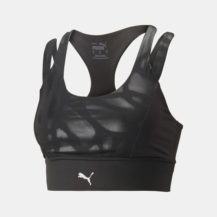 PUMA Women's Nova Shine Mid Impact Eversculpt Sports Bra Black image number 0