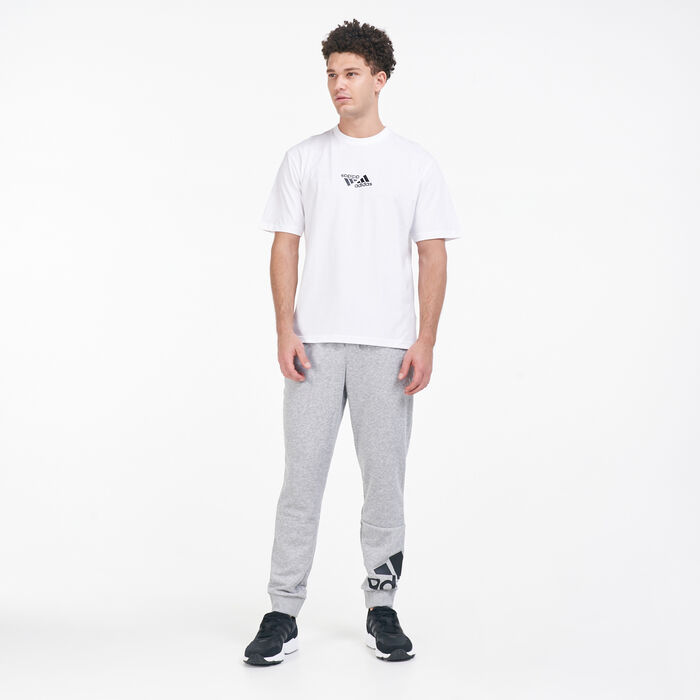 Buy adidas Men's Essentials French Terry Tapered Cuff Logo Pants Grey in  KSA -SSS