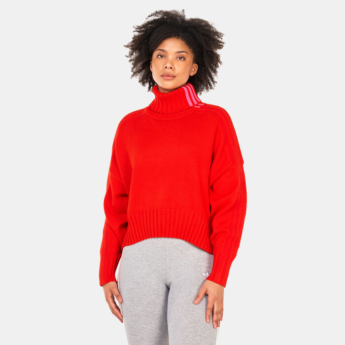adidas Originals Women's X IVY PARK Turtleneck Crop Sweatshirt Red image number 0