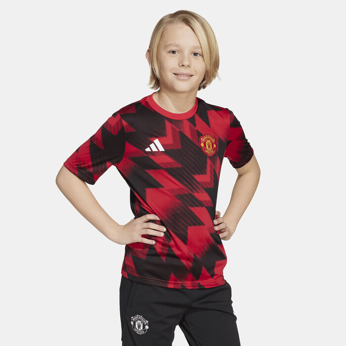 adidas Kids' Manchester United 25/26 Pre-Match Football Jersey Red adidas Kids' Manchester United 25/26 Pre-Match Football Jersey Red image number 0
