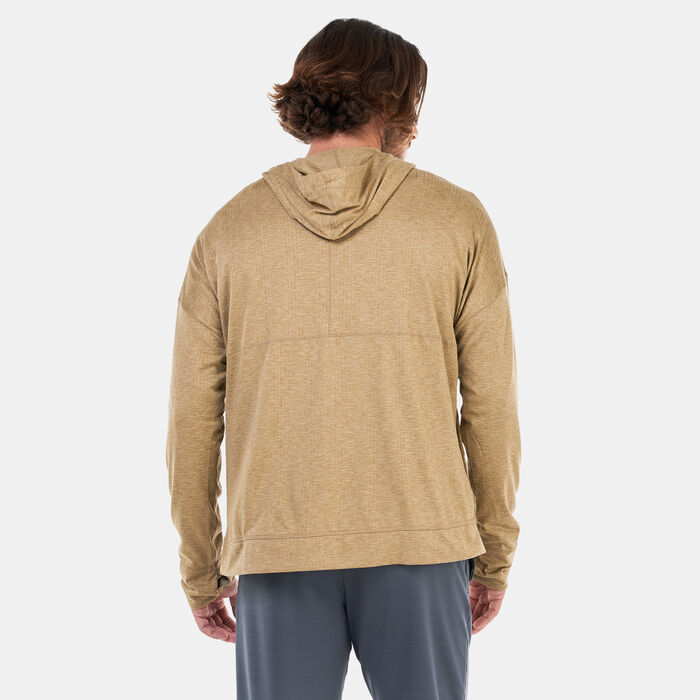 Nike Men's Yoga Dri-FIT Training Jersey Hoodie Beige image number 1