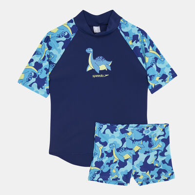 Speedo Kids' Printed Rashguard Top and Shorts Set Multi-Color