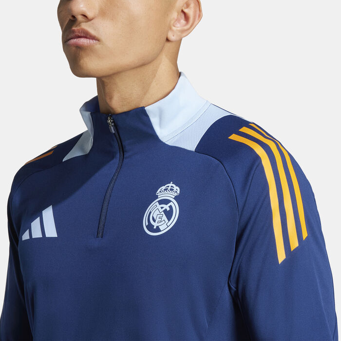 adidas Men's Real Madrid Tiro 24 Football Training 1/4-Zip Top Blue image number 3