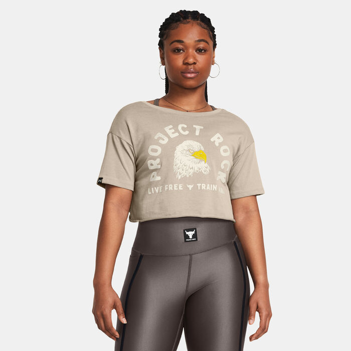 Under Armour Women's Project Rock Graphic Crop Top Brown Under Armour Women's Project Rock Graphic Crop Top Brown image number 0