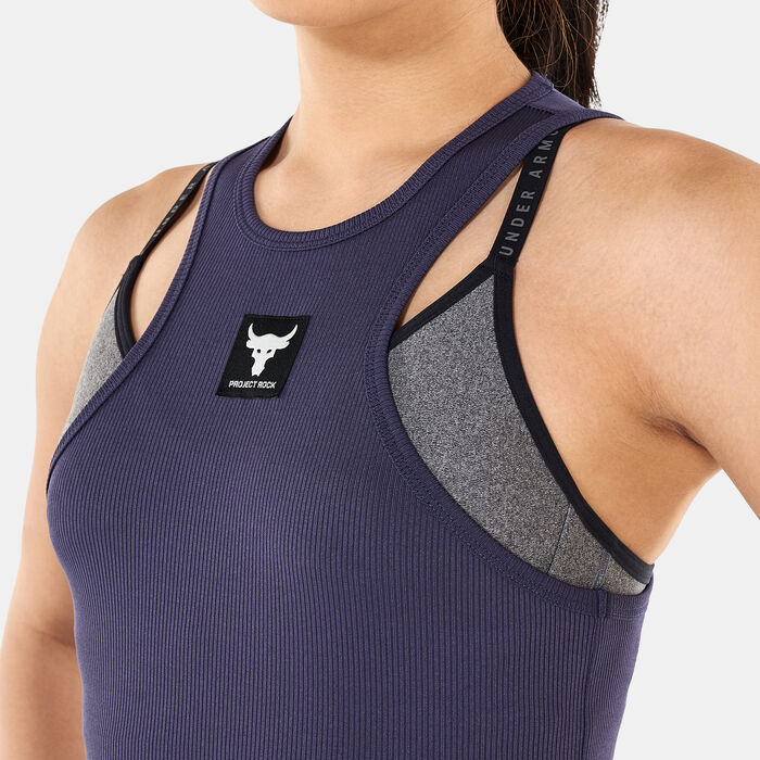 Under Armour Women's Project Rock Rib Tank Top Purple image number 3
