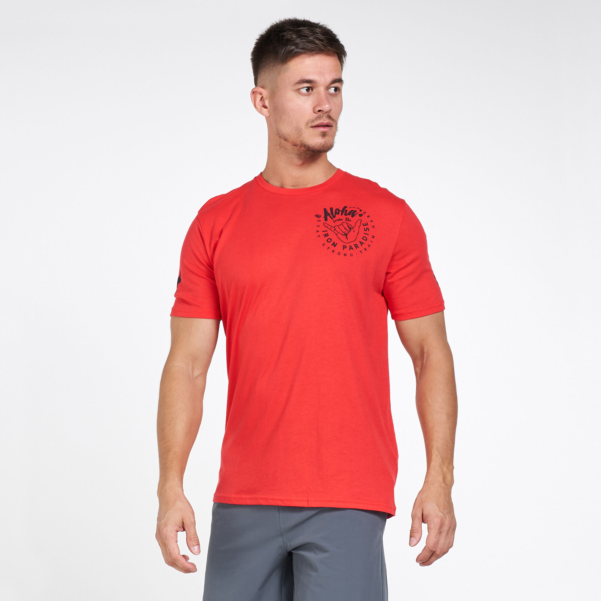 Buy Under Armour Men s Project Rock Iron Paradise T Shirt Red in