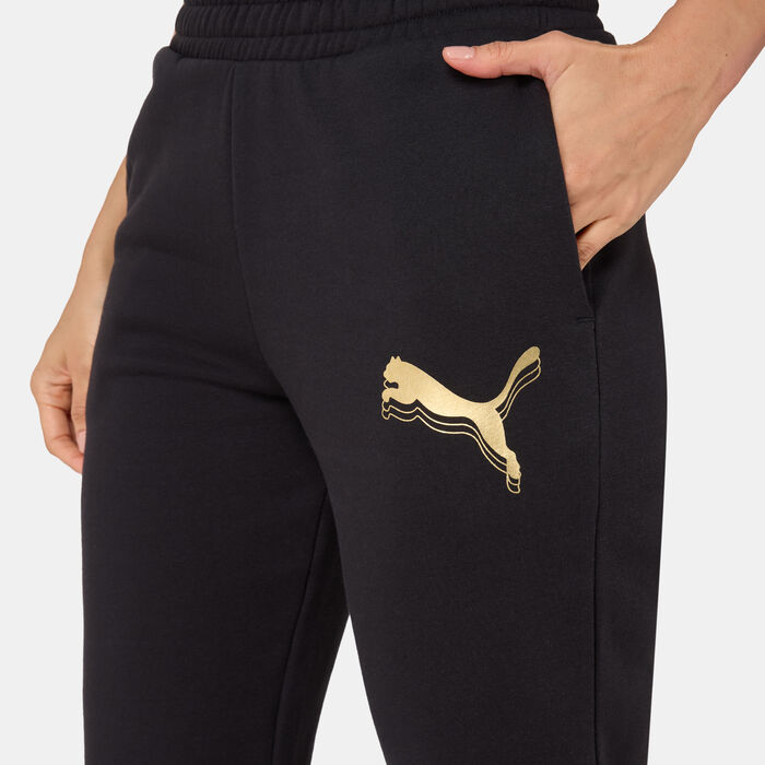 PUMA Women's Essentials Metallic Sweatpants Black image number 3